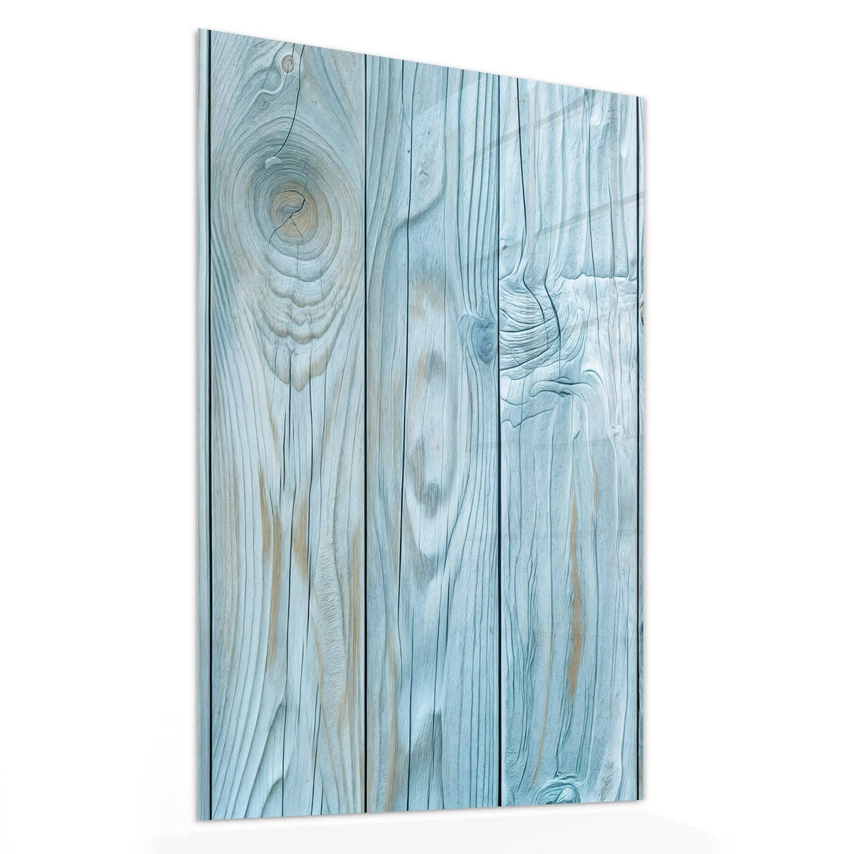 11 Größen – von 30 × 60 bis 60 × 150 cm – Wandbild - Hellblaue Holzbretter - Hochformat