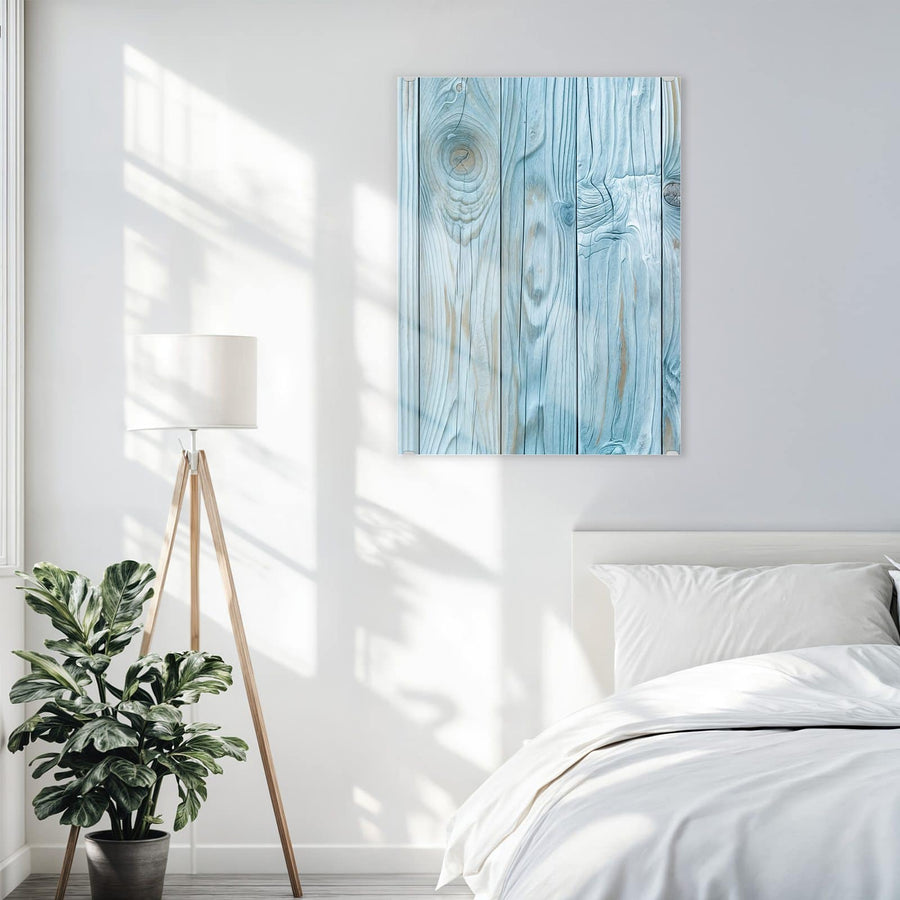 Maße Wandbild - Hellblaue Holzbretter - Hochformat