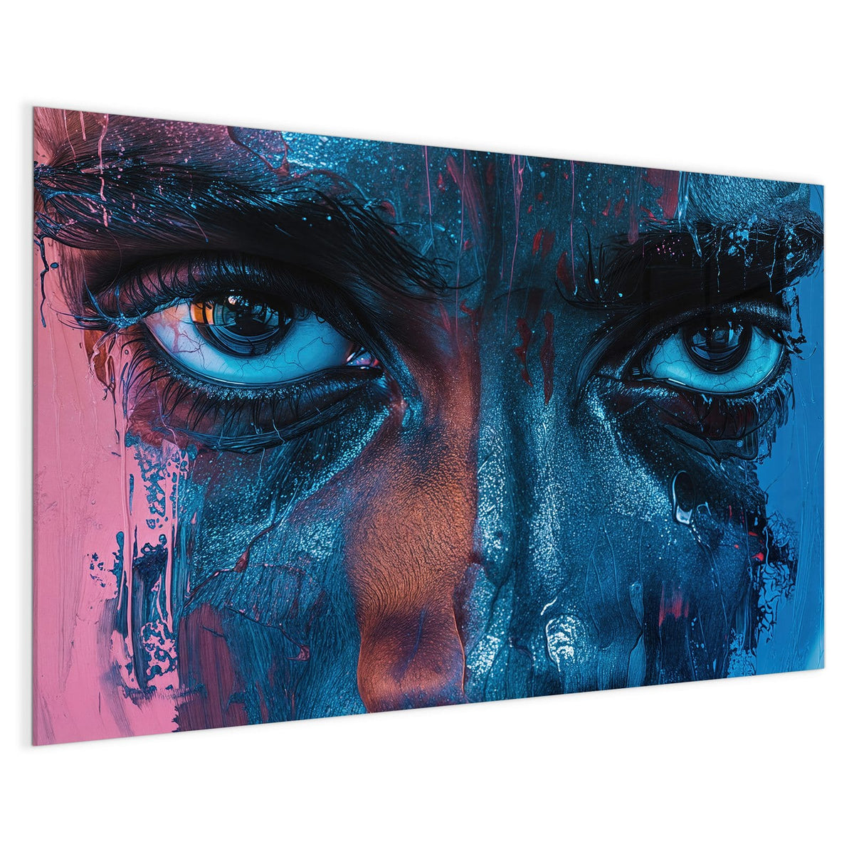 4 mm Glas statt lackiertem Blech – Magnettafel - Gemaltes Auge in Blau