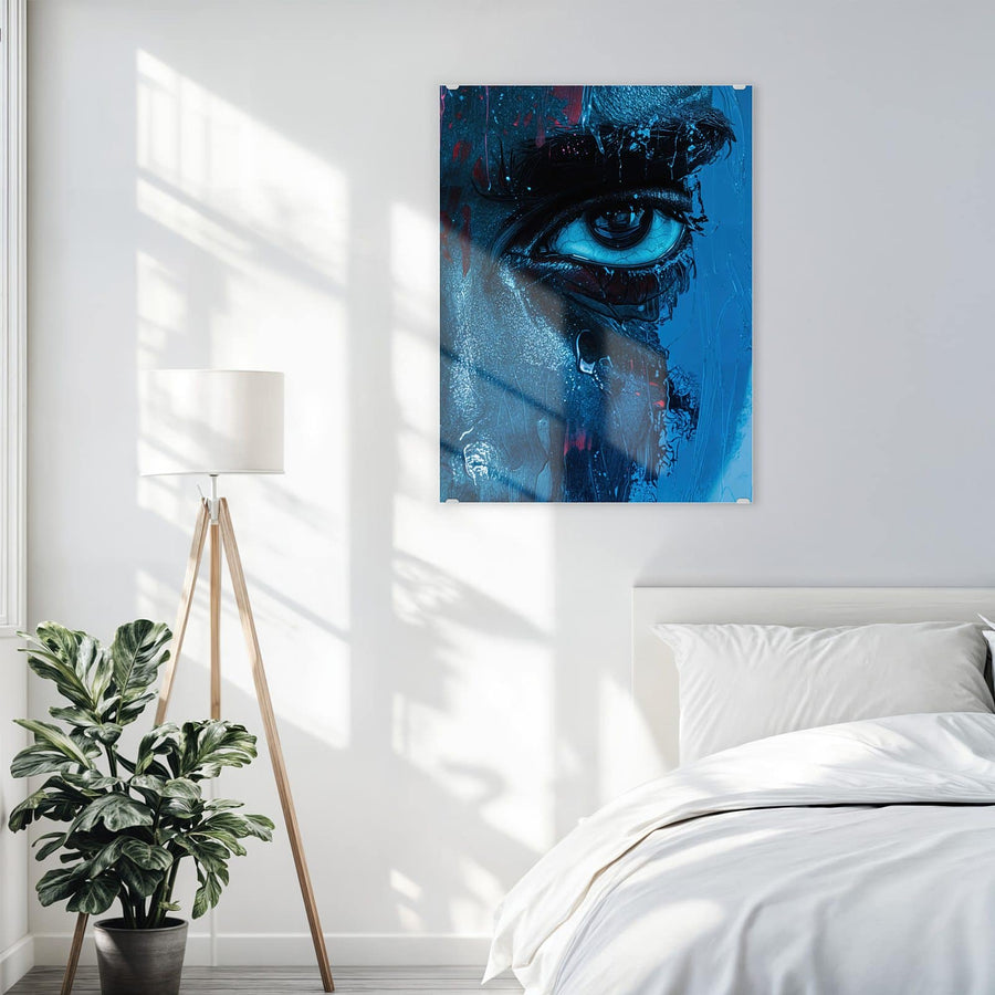 Maße Wandbild - Gemaltes Auge in Blau - Hochformat