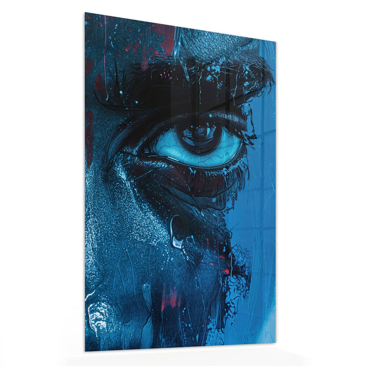 11 Größen – von 30 × 60 bis 60 × 150 cm – Wandbild - Gemaltes Auge in Blau - Hochformat