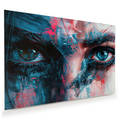 Wandbild mit dem Motiv Auge in Blau und Rot