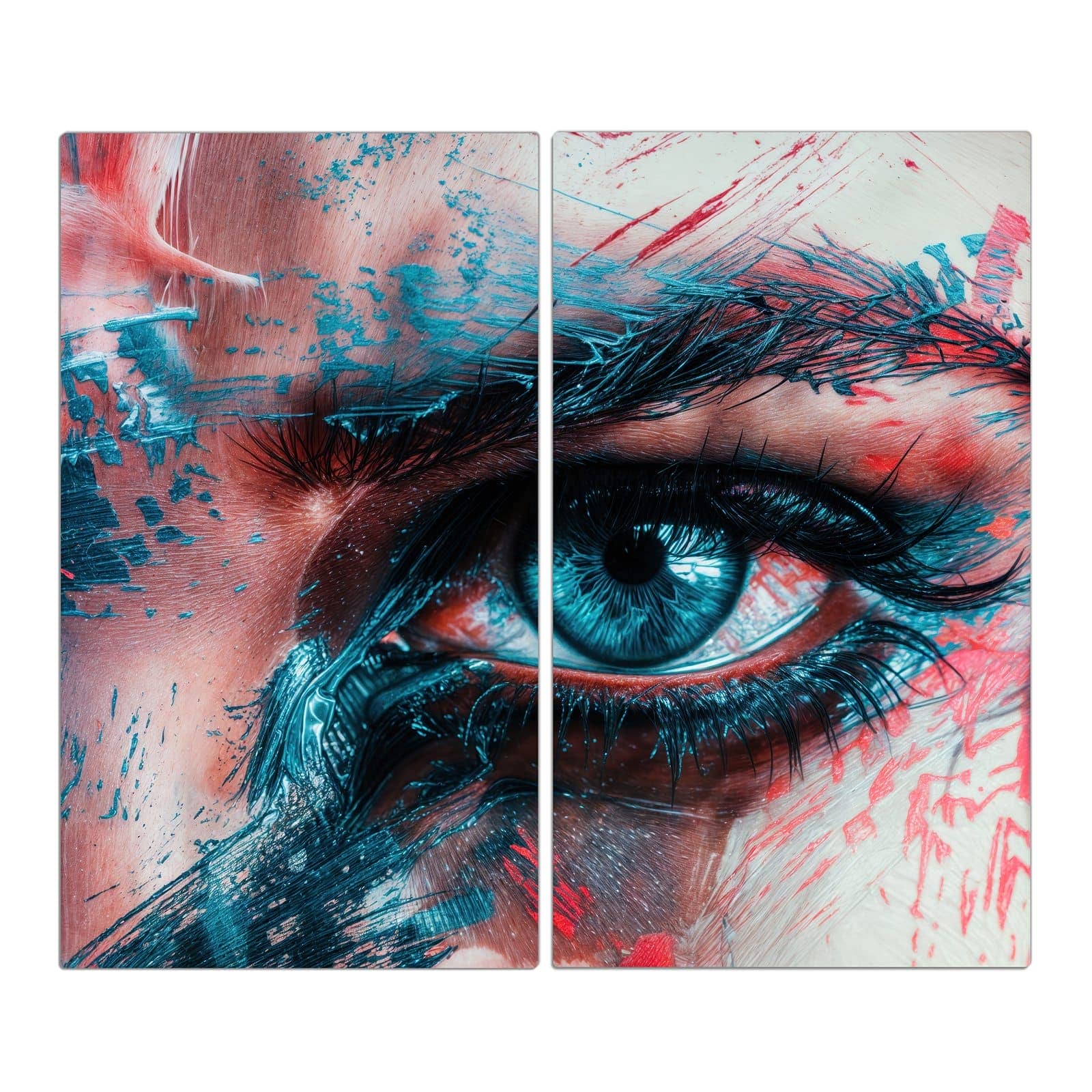 2-teilige Abdeckplatten für Ceranfeld mit Kunstvolle Augen-Motiv in der Frontansicht #grösse_2-Teilig (60x52cm)