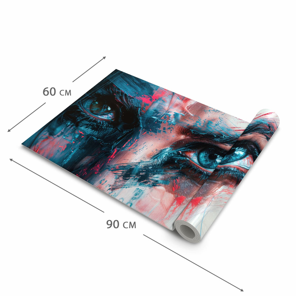 Waschbarer Küchenläufer nach Maß mit Motiv Kunstvolle Augen in der Größe 60x270 cm