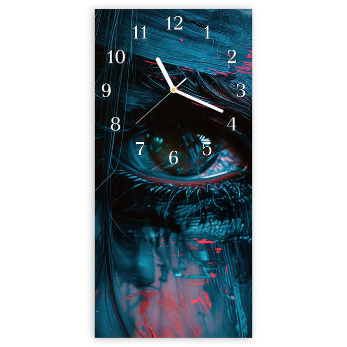 Wanduhr Kunstvolle Augen aus Glas – Hochformat 30 × 60 cm mit Ziffernblatt Klassisch