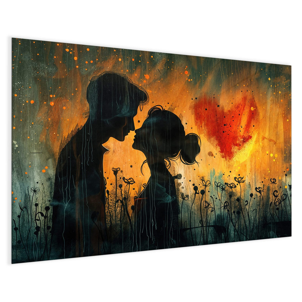 4 mm Glas statt lackiertem Blech – Magnettafel - Liebespaar mit Herz
