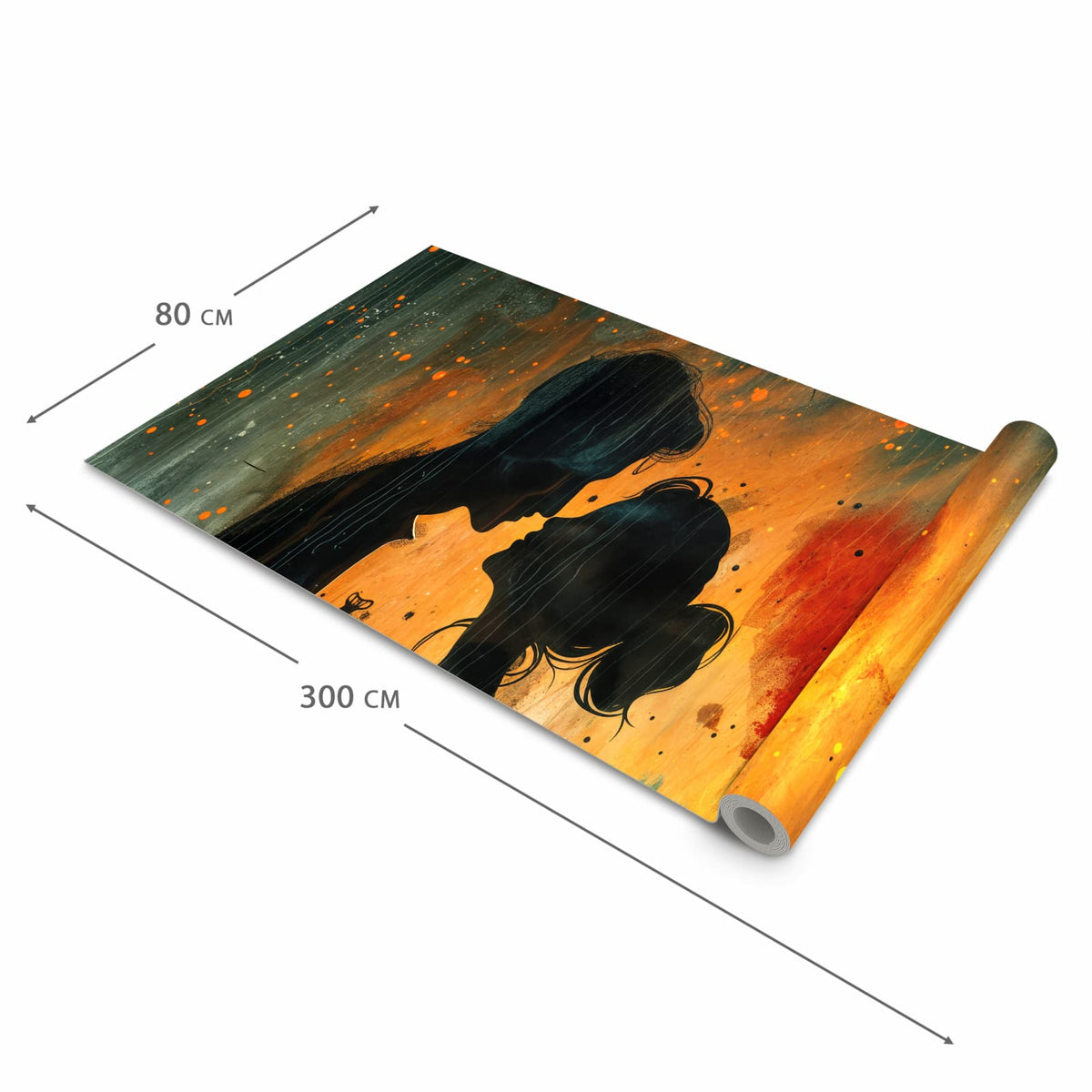 Wasserabweisender rutschfester Küchenteppich mit Motiv Liebespaar im Regen in der Grösse 60x300 cm