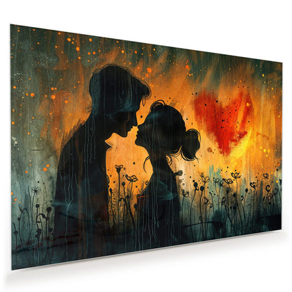 Wandbild mit dem Motiv Liebespaar mit Herz