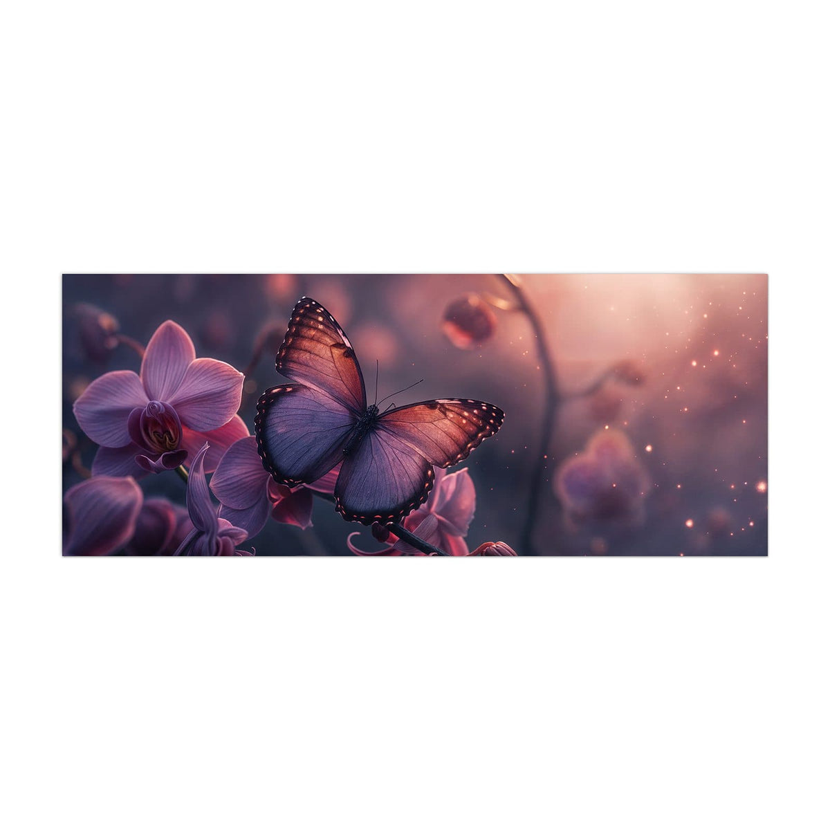 Küchenrückwand aus Glas Lila Schmetterling im Hochformat, Motiv bildfüllend von vorn