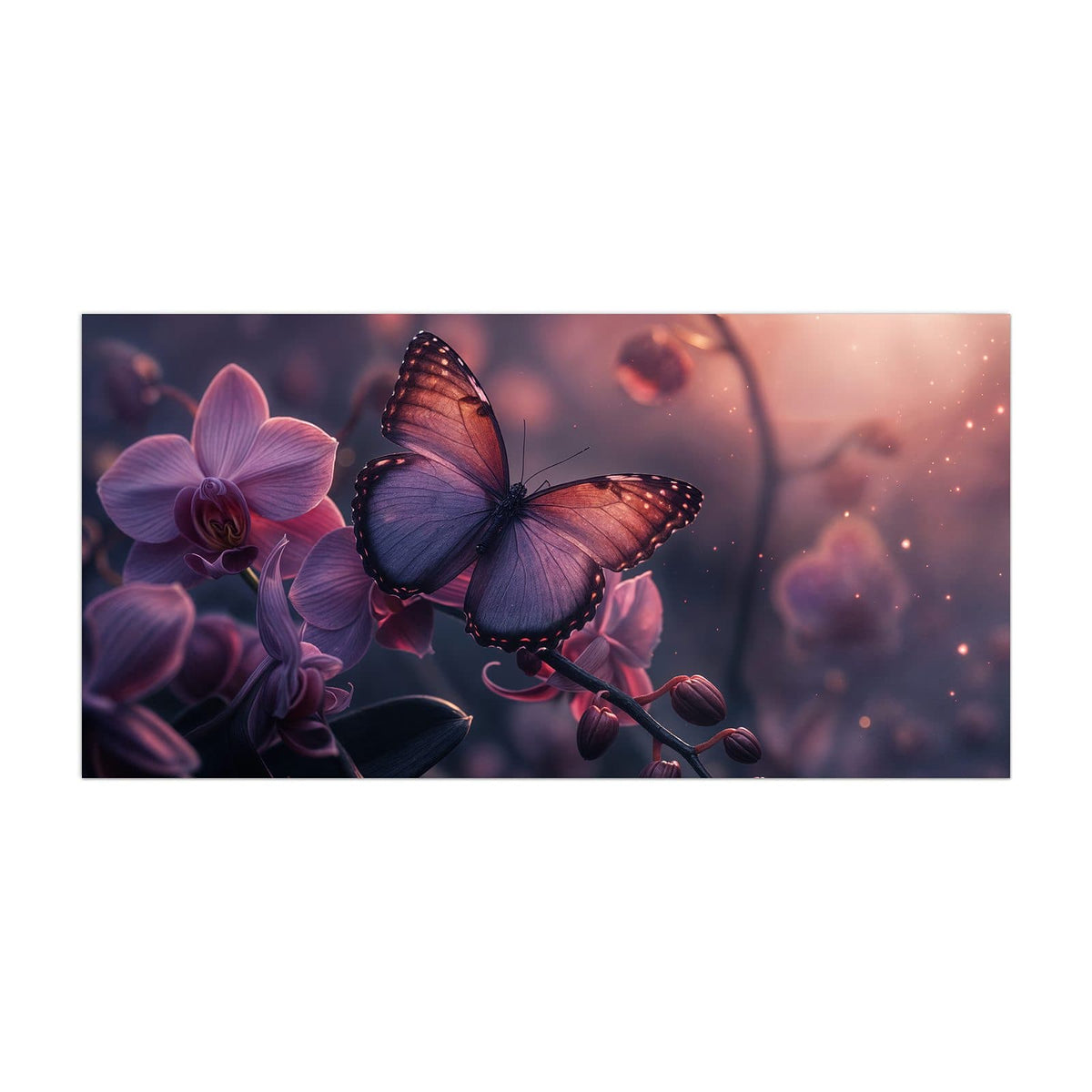 Küchenrückwand aus Glas Lila Schmetterling im Hochformat, Motiv bildfüllend von vorn