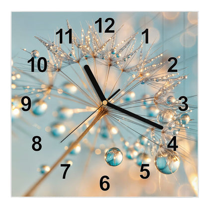 Wanduhr Quadratisch mit dem Motiv Pusteblume am Himmel