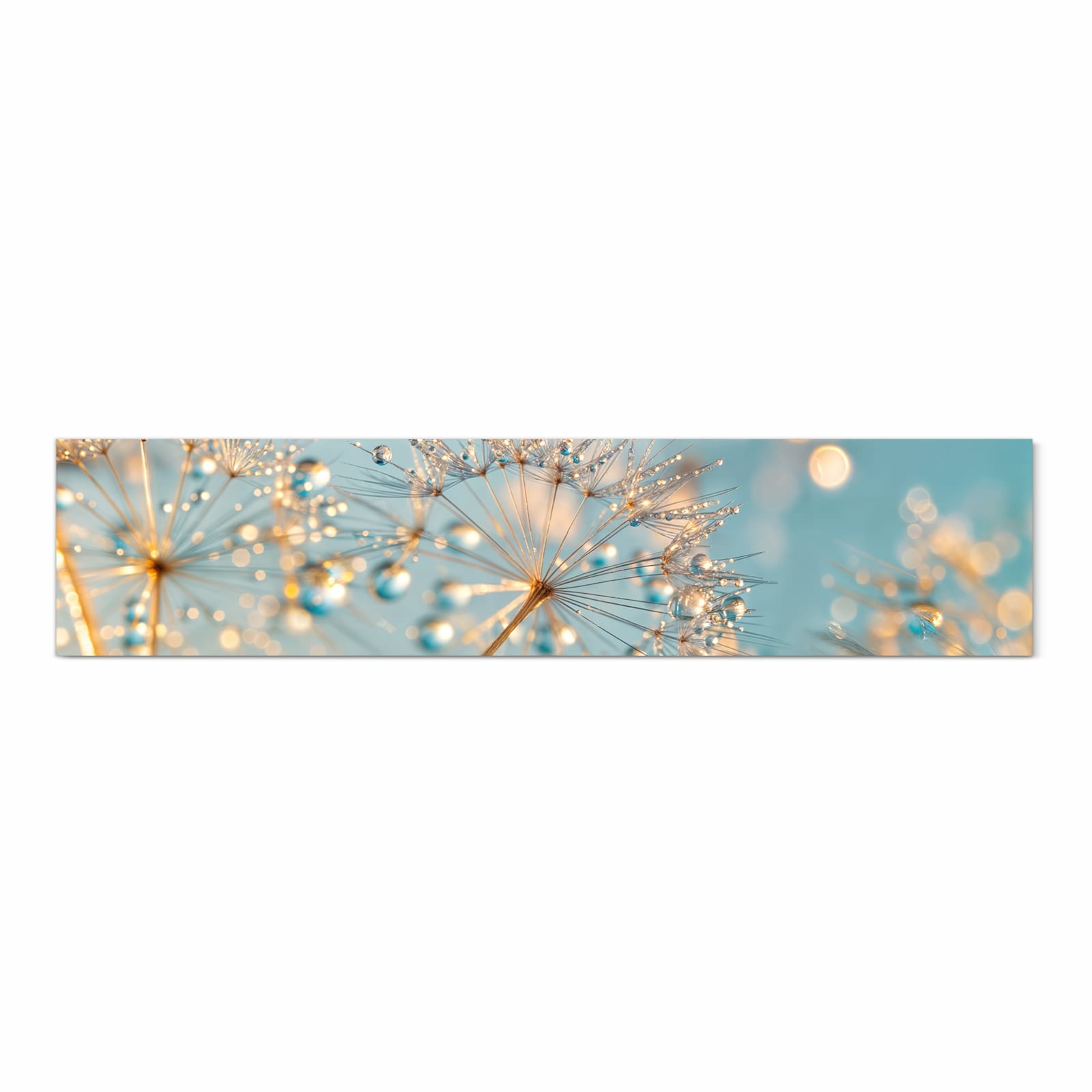 Strapazierfähiger moderner Küchenläufer mit Motiv Pusteblume Wassertropfen in Frontansicht