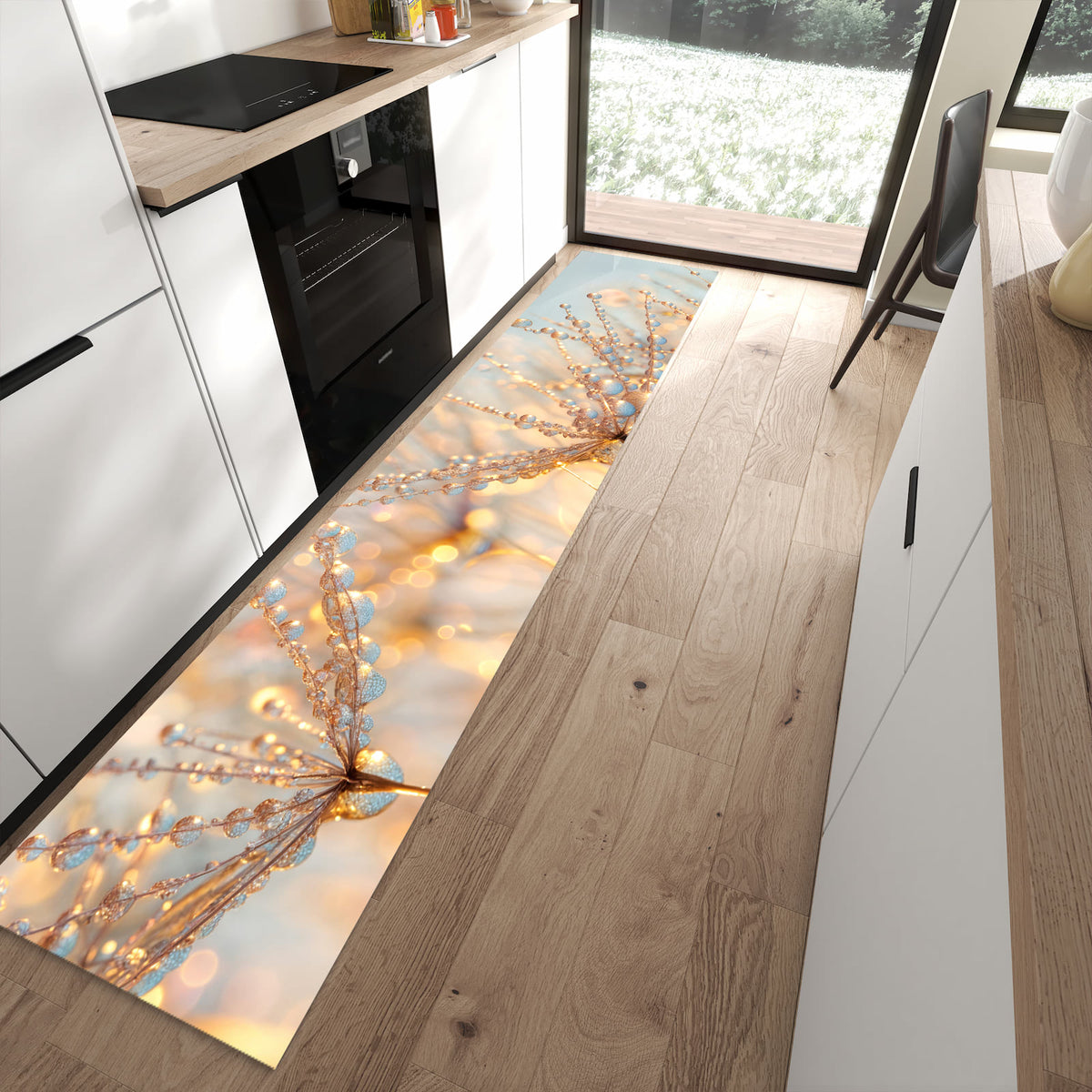 13 Größen – von 60 × 90 bis 80 × 300 cm – Küchenläufer - Glitzernde Tautropfen