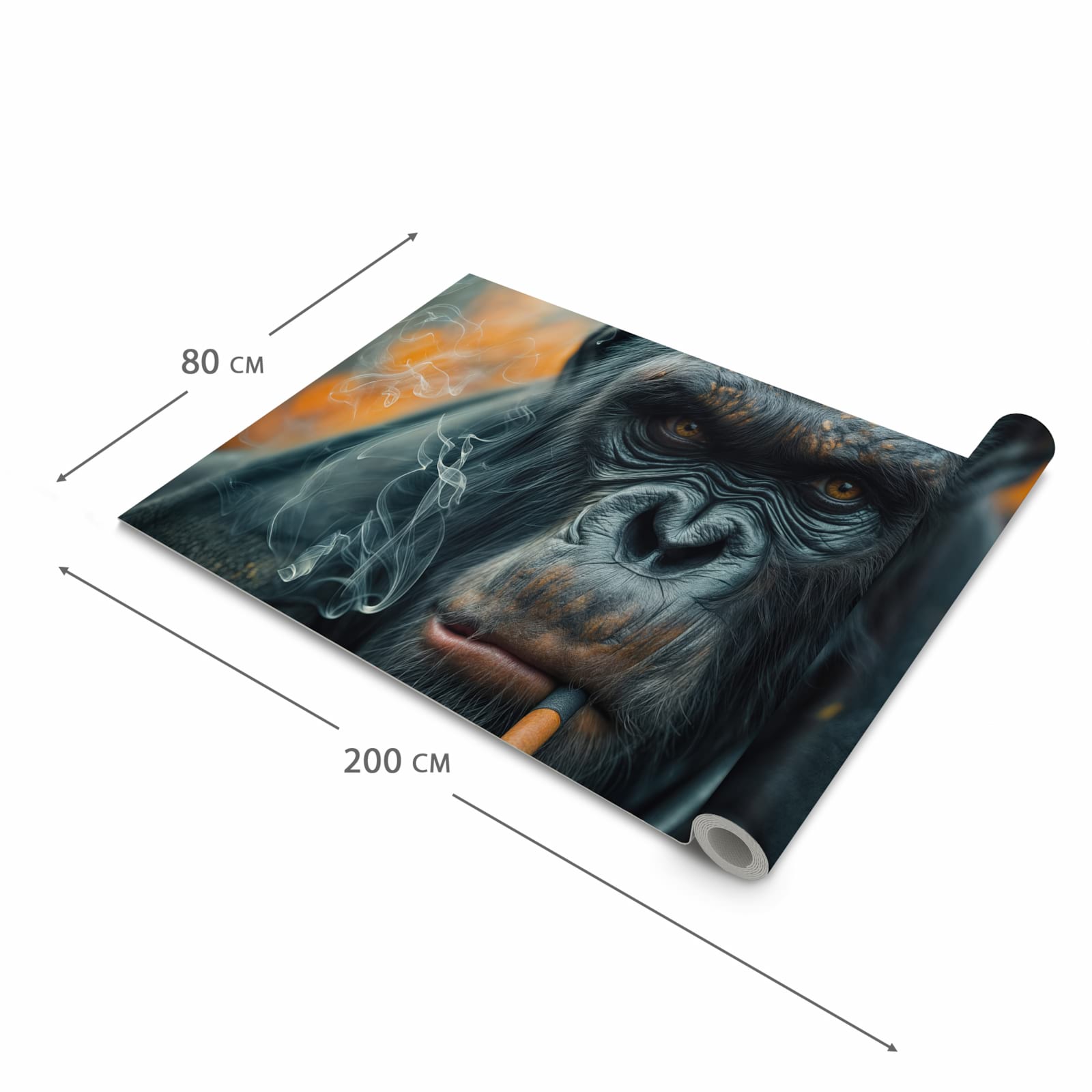 Geruchsneutraler Küchenteppich mit Motiv Rauchender Affe in der Grösse 60x180 cm