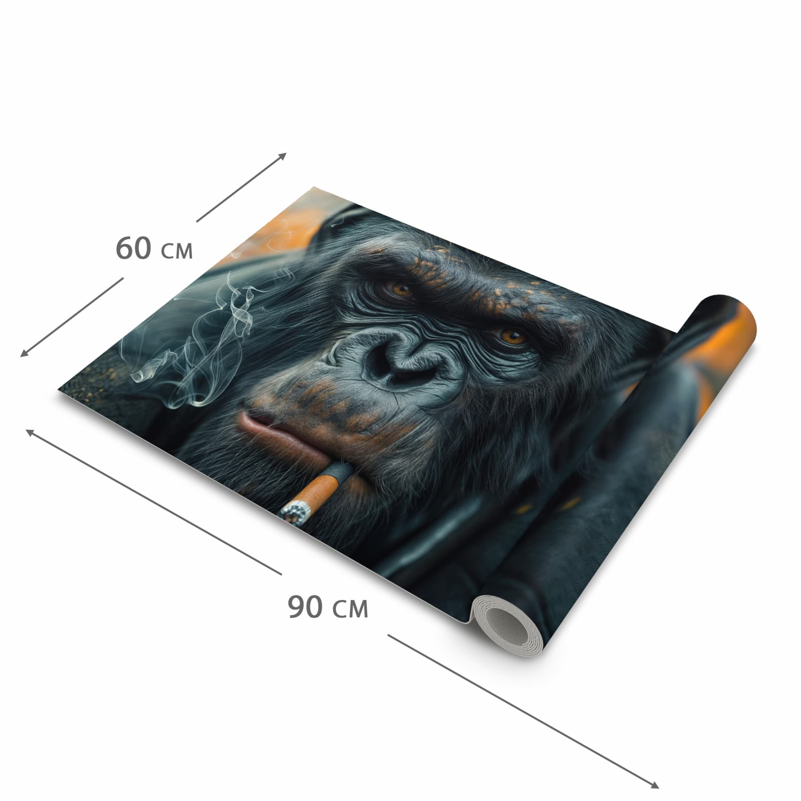 Schmutzabweisender Küchenteppich mit Motiv Rauchender Affe in der Grösse 60x180 cm