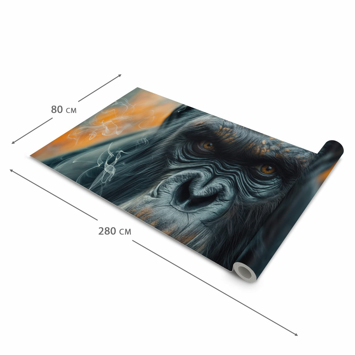 Flacher waschbarer Küchenteppich mit Motiv Rauchender Affe in der Grösse 60x180 cm