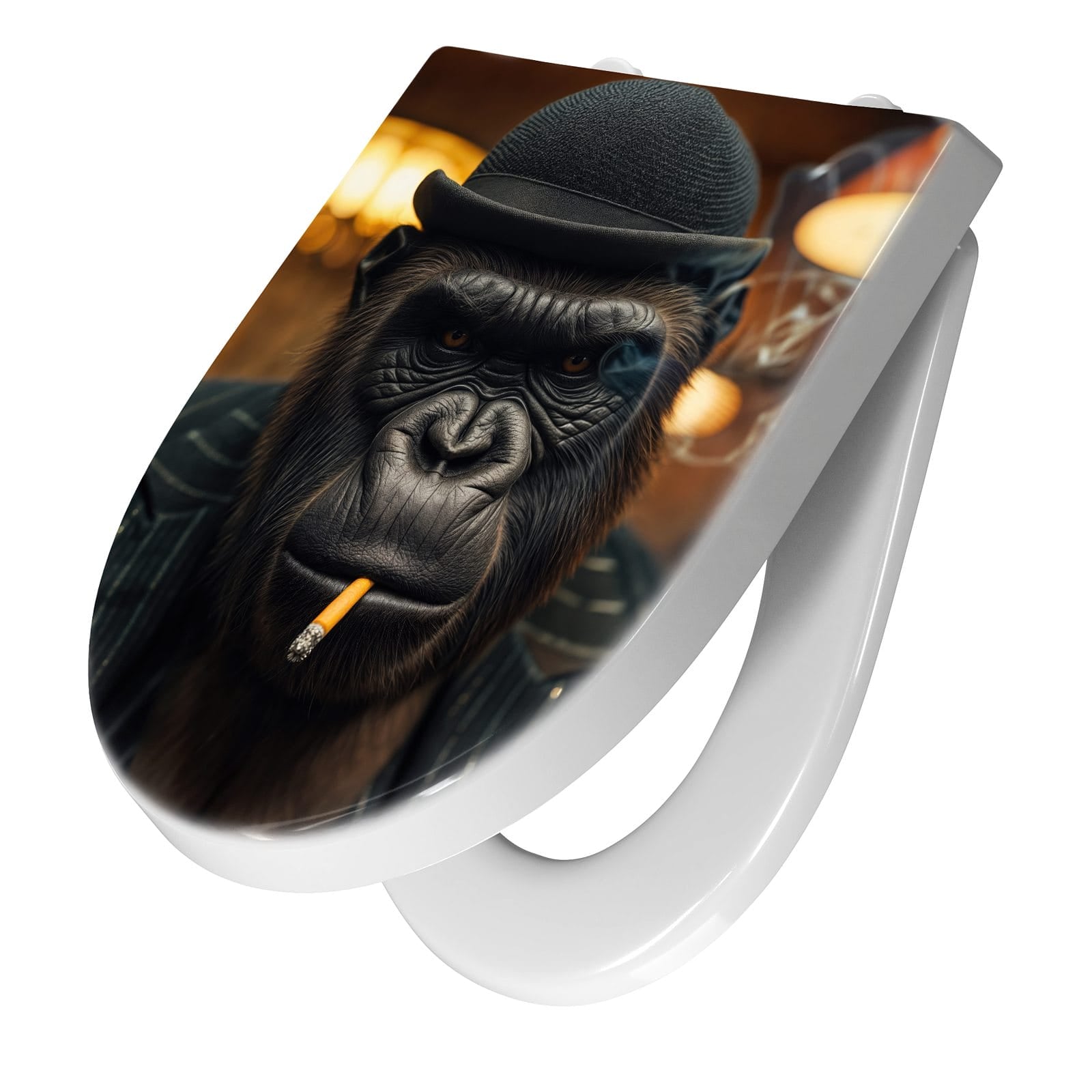 WC-Sitz mit Absenkautomatik Rauchender Gorilla