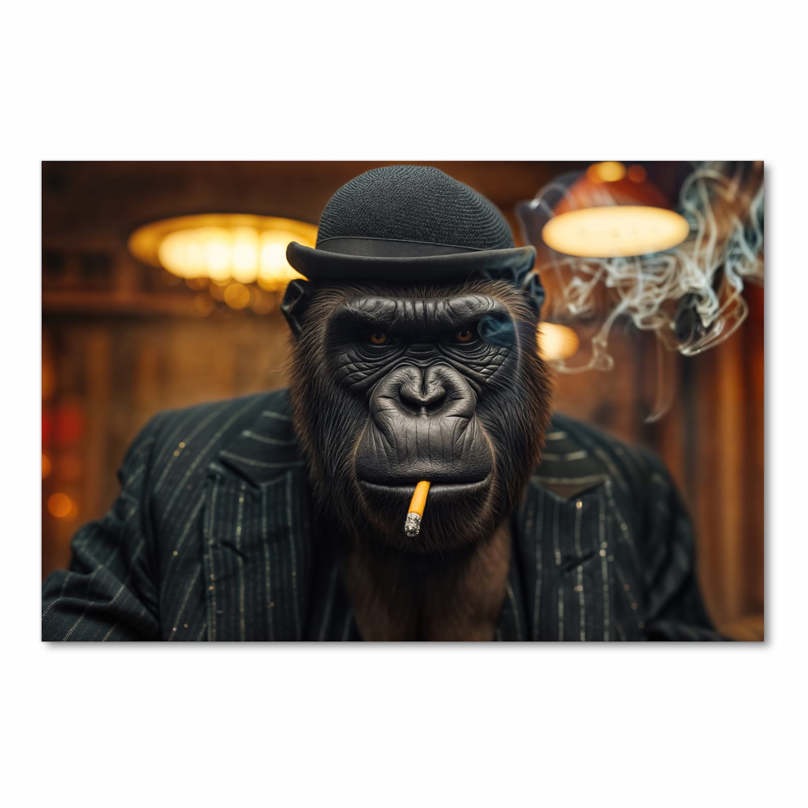 Waschbarer Küchenläufer mit Motiv Rauchender Gorilla in Frontansicht für einfache Reinigung