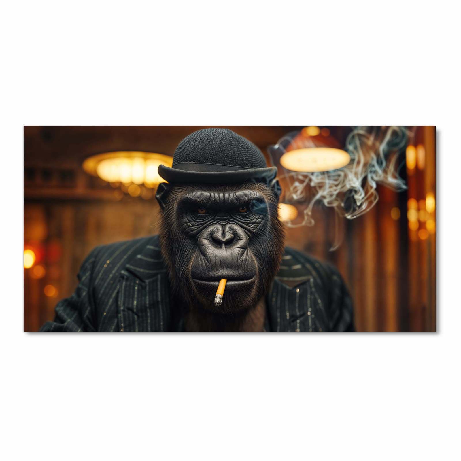 Geruchsneutraler Küchenteppich mit Motiv Rauchender Gorilla in Frontansicht