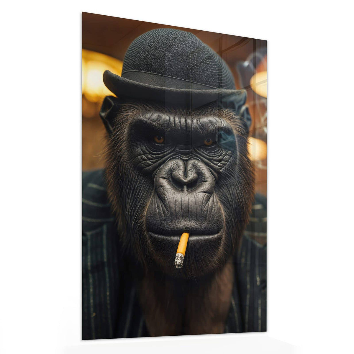11 Größen – von 30 × 60 bis 60 × 150 cm – Wandbild - Gorilla im Anzug - Hochformat