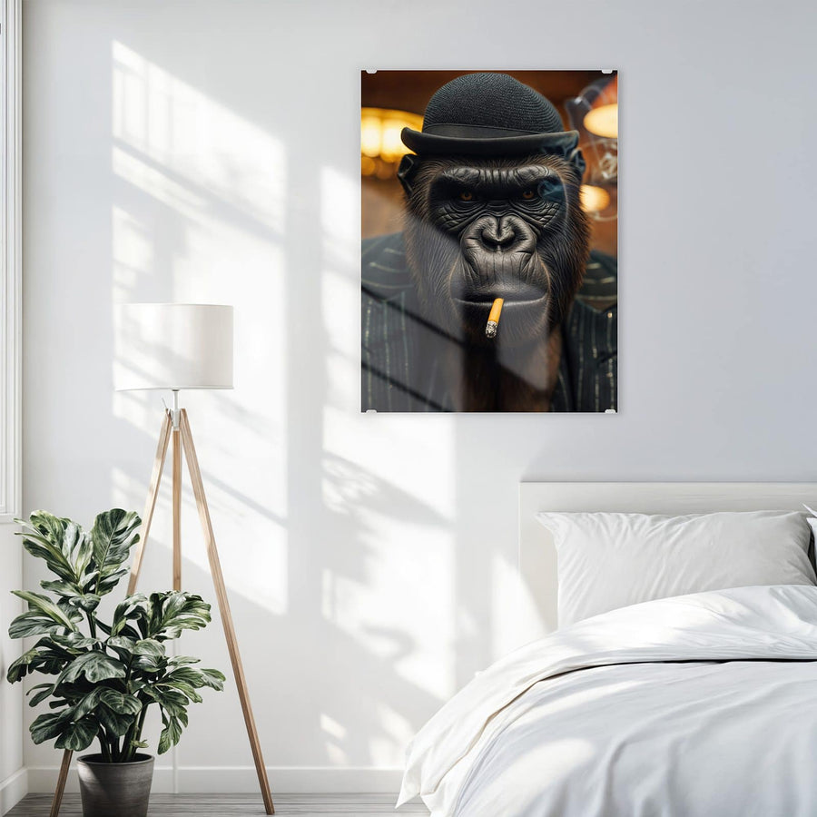 Maße Wandbild - Gorilla im Anzug - Hochformat