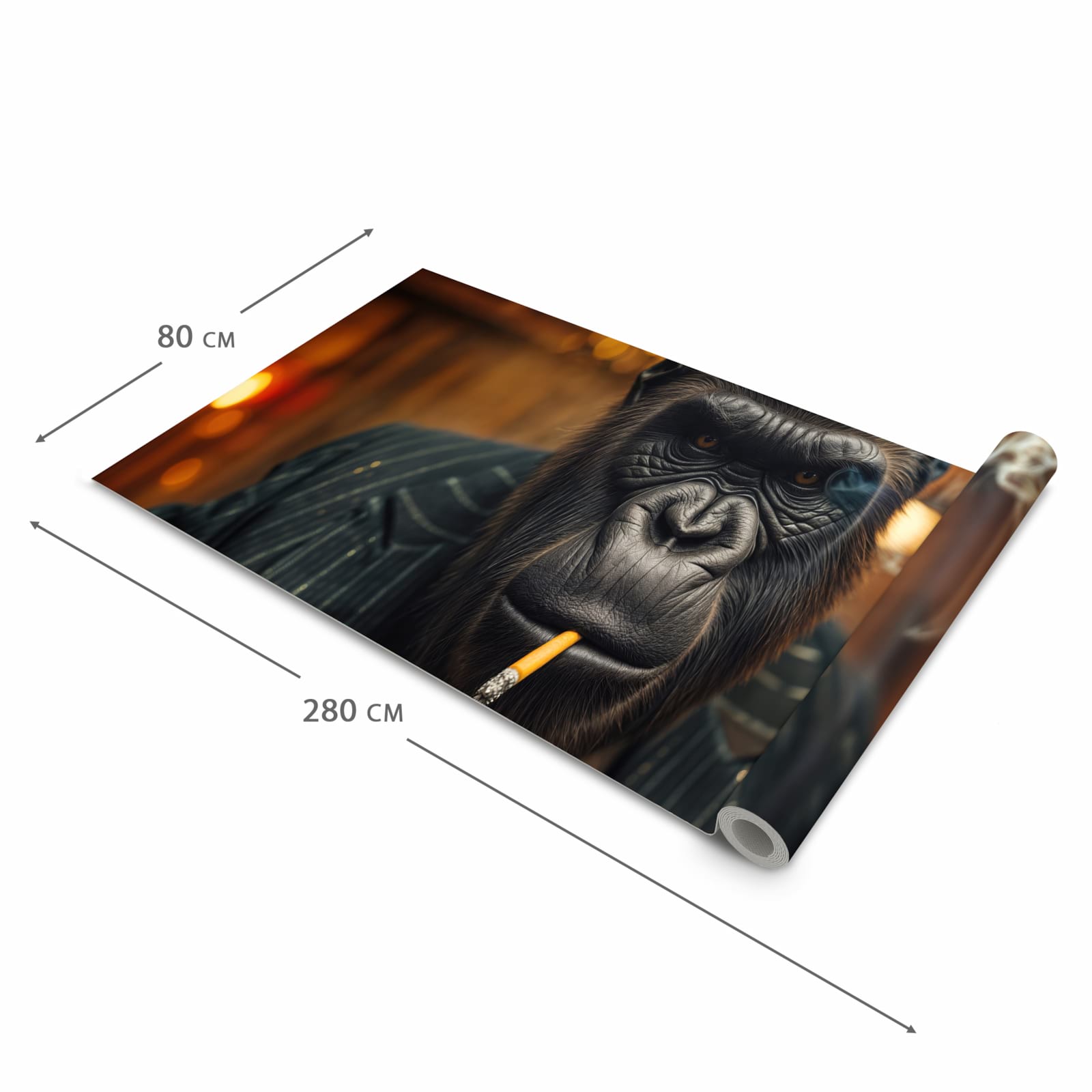 Farbbeständiger Küchenläufer mit Motiv Rauchender Gorilla in der Grösse 60x180 cm