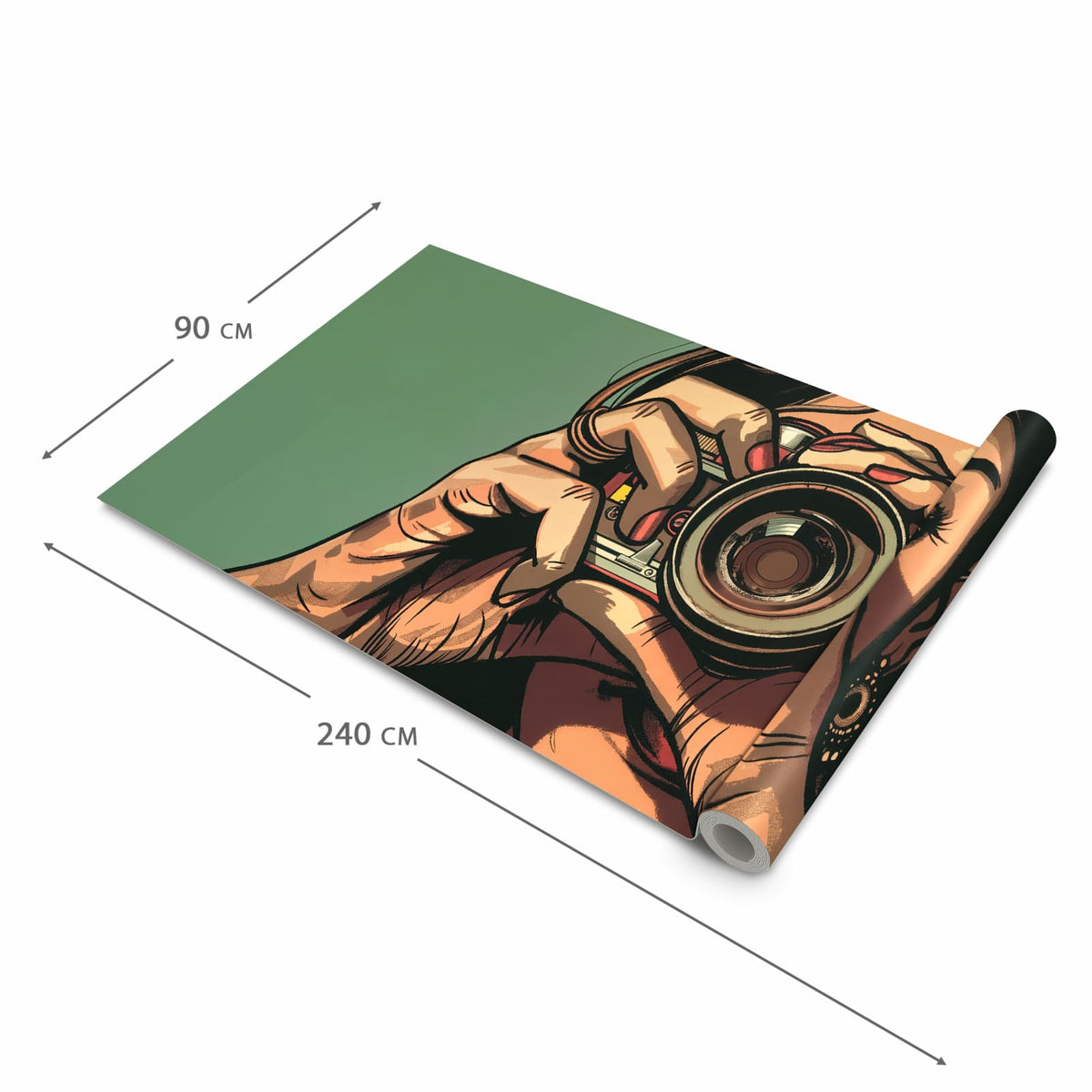 Rutschfester Küchenläufer mit Motiv Frau Mit Kamera in der Grösse 60x180 cm für angenehme Haptik