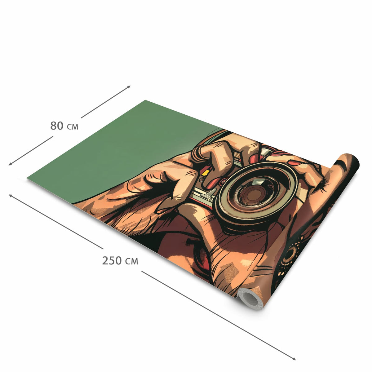 Pflegeleichter Küchenläufer mit Motiv Frau Mit Kamera in der Grösse 60x180 cm