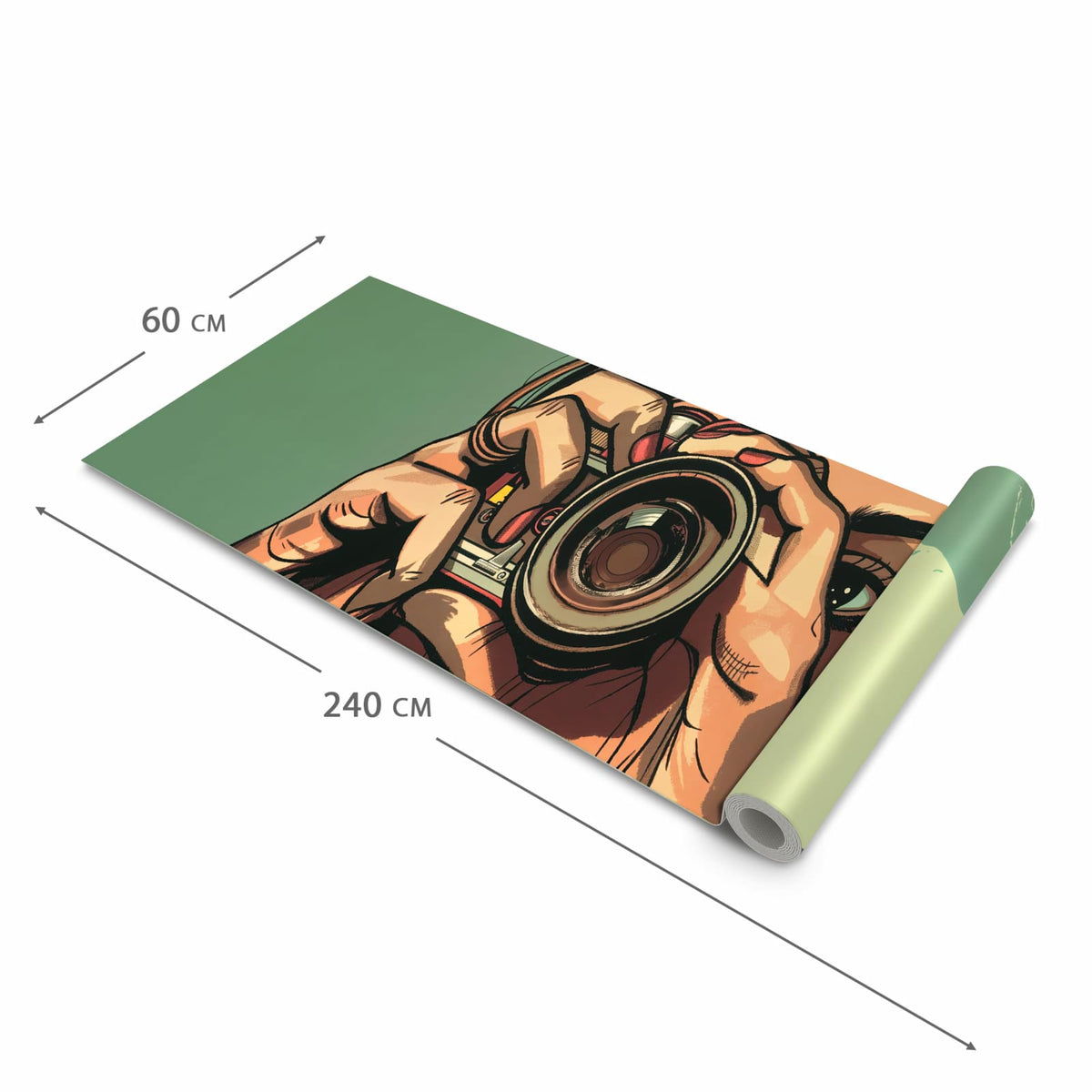 Fleckenresistenter Küchenteppich mit Motiv Frau Mit Kamera in der Grösse 60x150 cm, waschbar