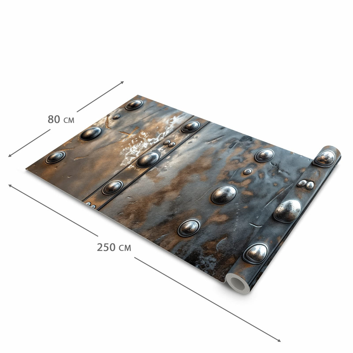 Formstabiler rutschfester Küchenteppich mit Motiv Metallstruktur in der Grösse 60x150 cm