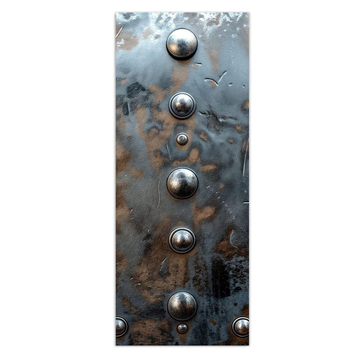 Wandbild - Stahlplatte mit Nieten - Hochformat – Genietete Metallplatten mit Patina