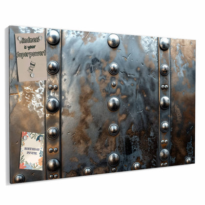 Metall Magnettafel mit dem Motiv Stahlplatte mit Nieten
