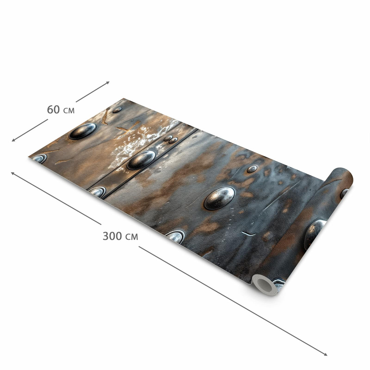 Dünner waschbarer Küchenteppich mit Motiv Metallstruktur in der Grösse 60x150 cm