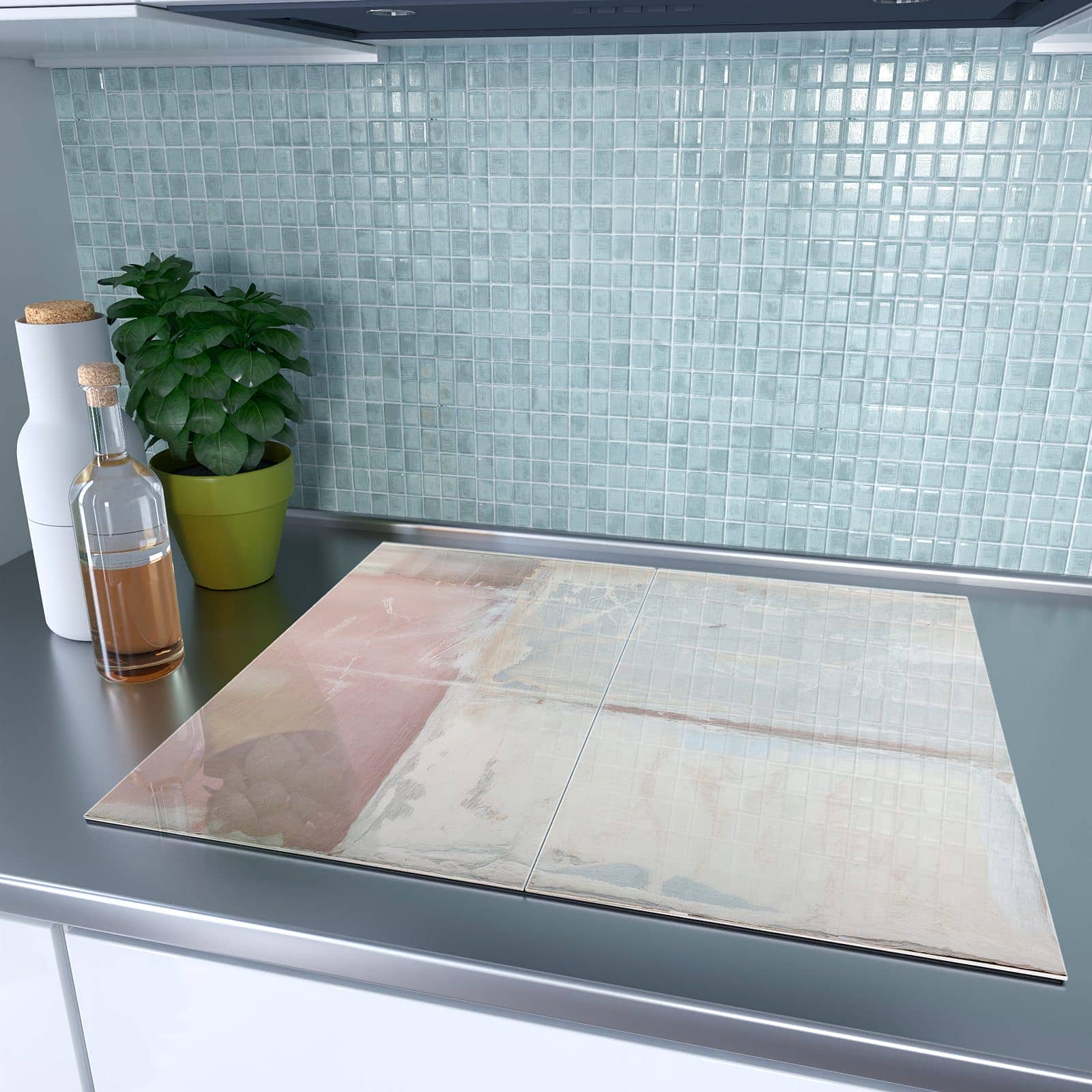 2-teilige Ceranfeldabdeckungen mit Zarte Strukturen-Motiv auf dem Ceranfeld