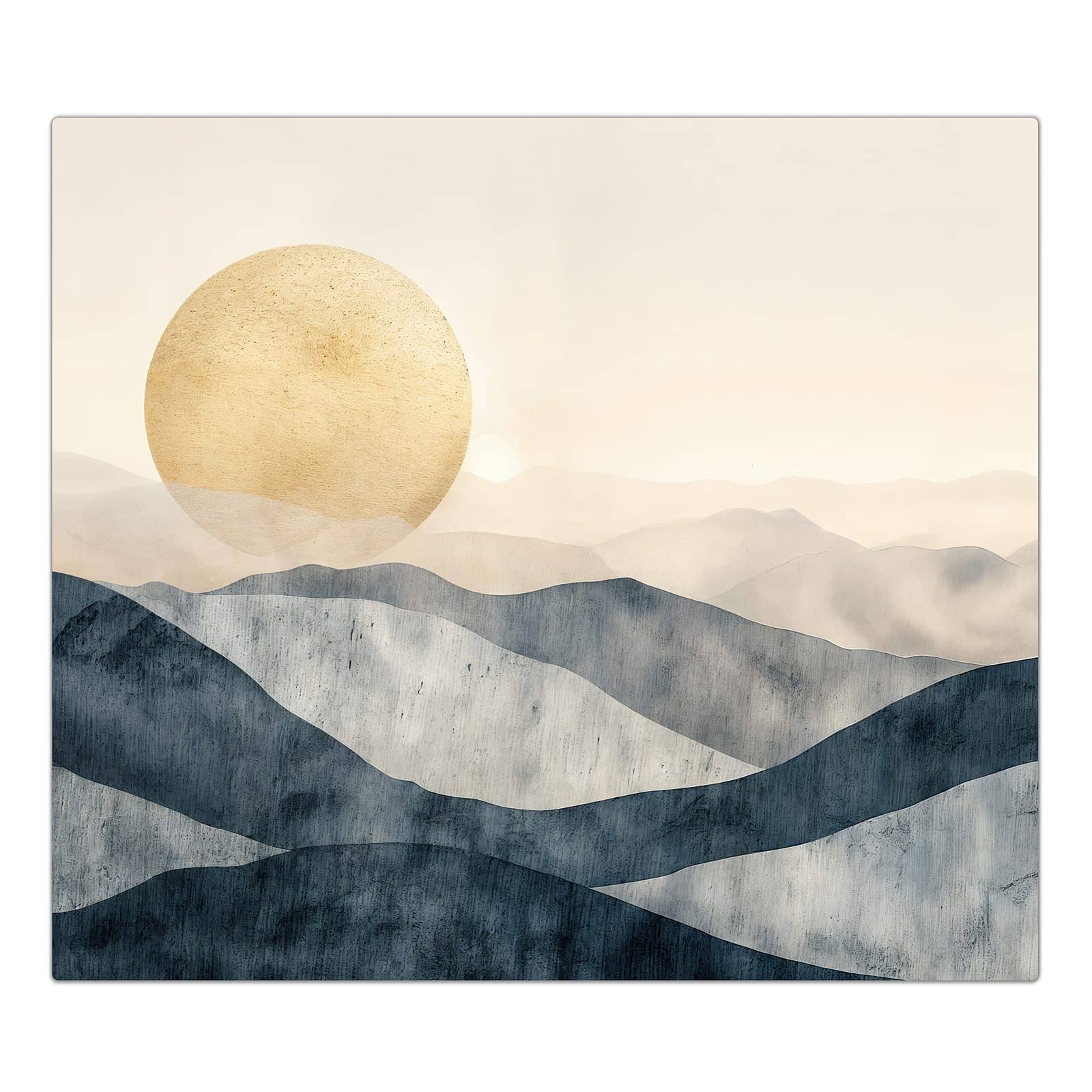 1-teilige Herdabdeckplatte mit Sonnenaufgang Hügel-Motiv in der Frontansicht #grösse_1-Teilig (60x52cm)