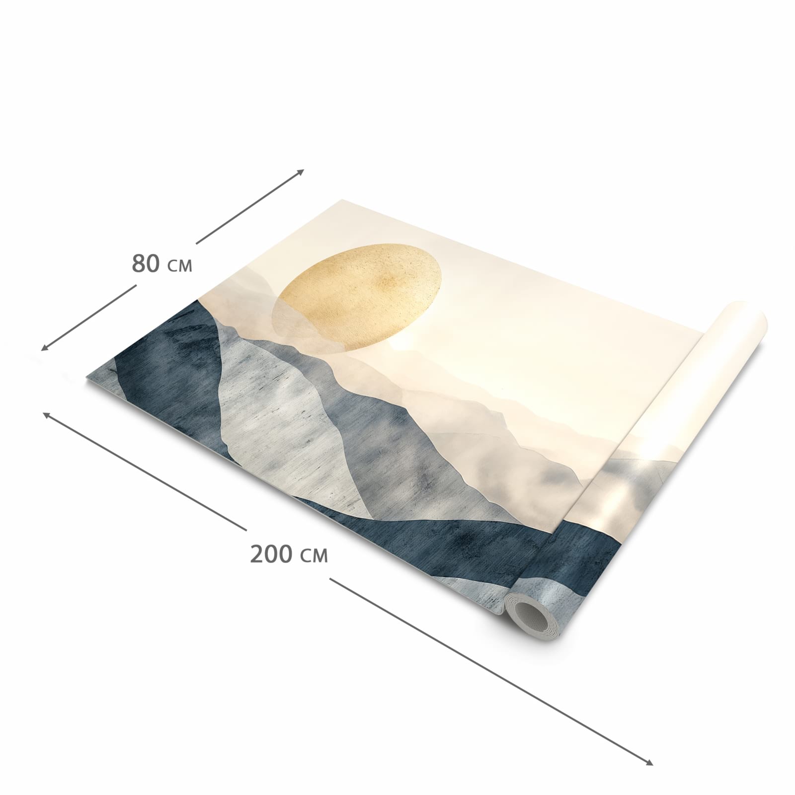 Küchenteppich mit Motiv Sonnenaufgang Hügel in der Grösse 60x120 cm für sichere Aufbewahrung