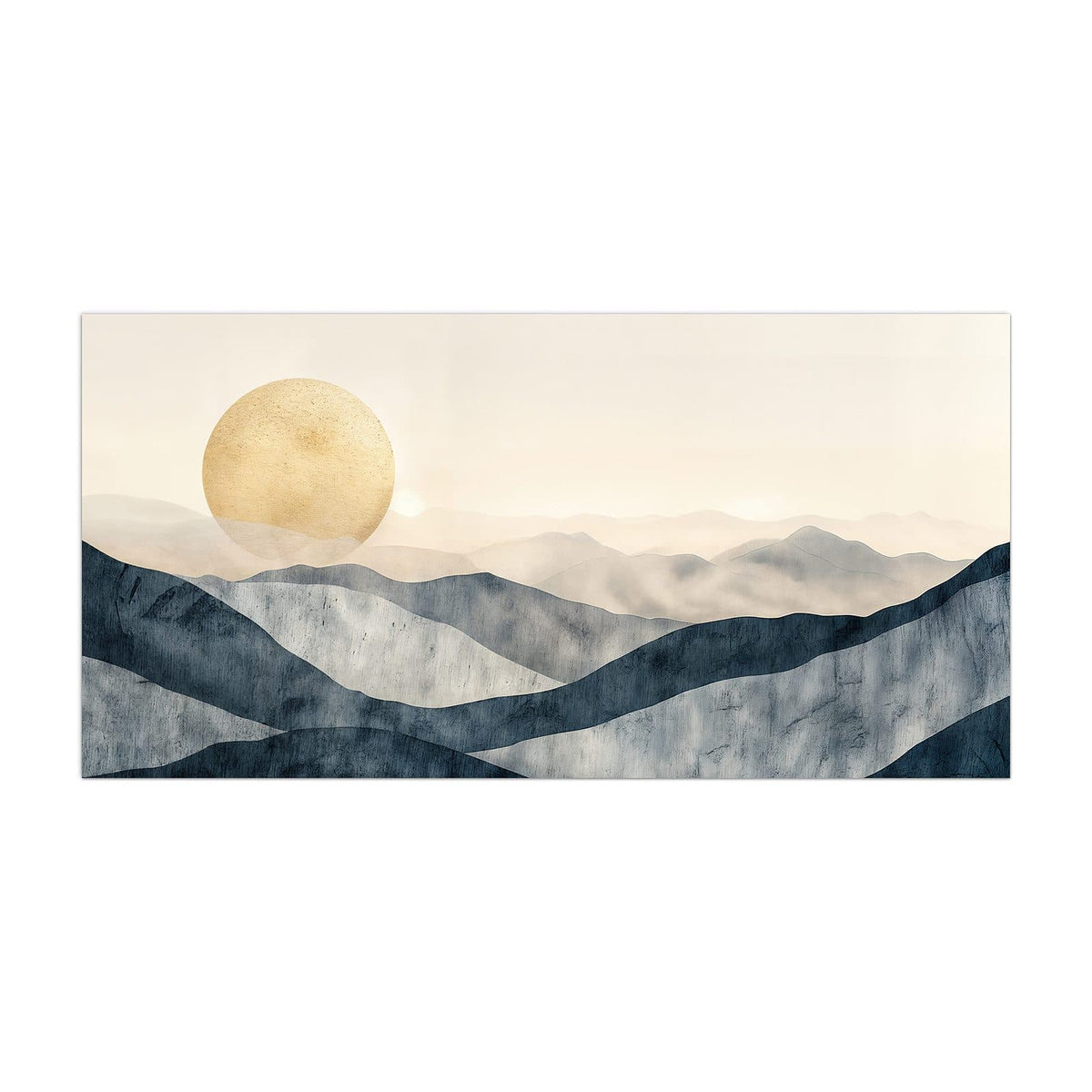 Küchenrückwand aus Glas Blaue Hügel mit Sonne im Hochformat, Motiv bildfüllend von vorn