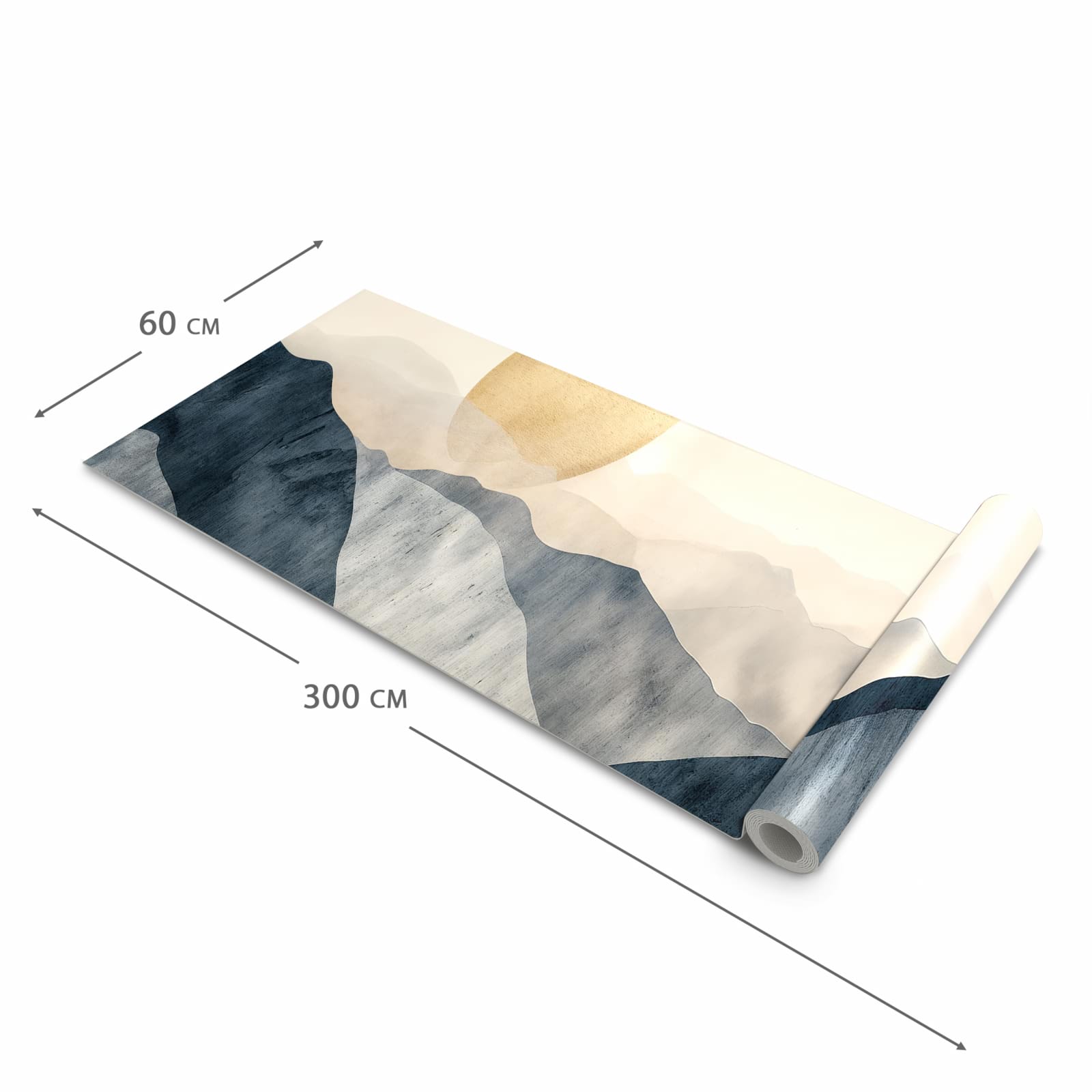 Farbbeständiger abwaschbarer Küchenläufer mit Motiv Sonnenaufgang Hügel in der Größe 60x120 cm