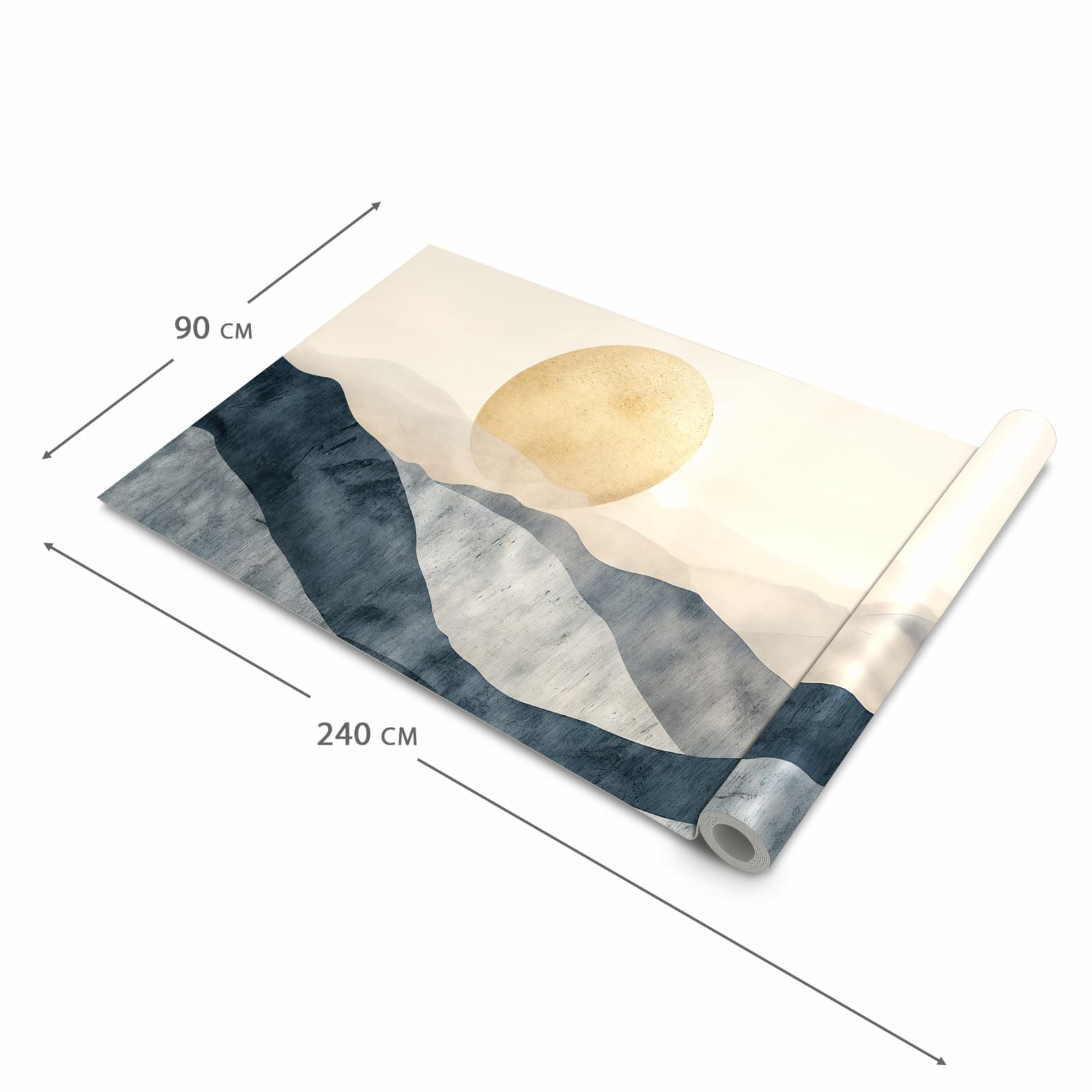 Komfortabler Küchenteppich mit Motiv Sonnenaufgang Hügel in der Grösse 60x120 cm