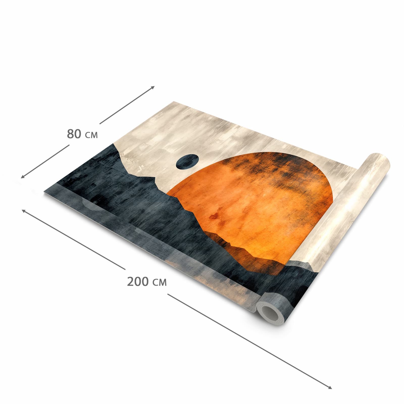 Fleckenresistenter großer Küchenteppich mit Motiv Sonnenuntergang Kunst in der Größe 60x240 cm