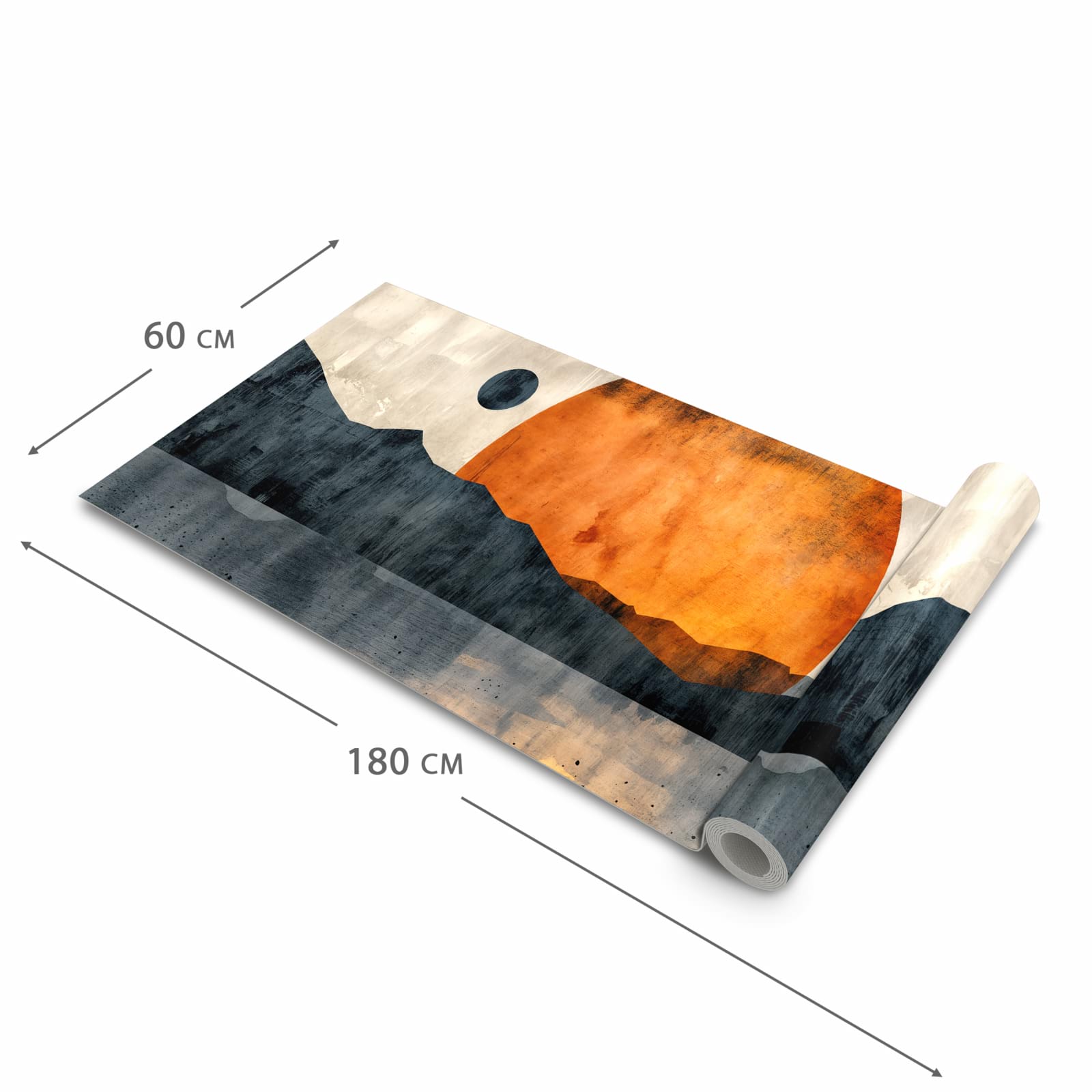 Geräuschdämpfender Küchenteppich mit Motiv Sonnenuntergang Kunst in der Größe 60x240 cm