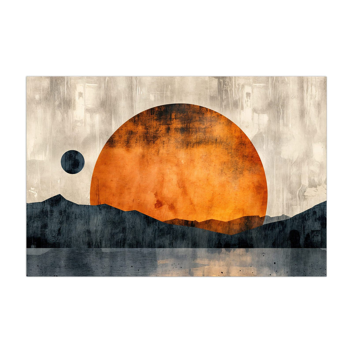 Küchenrückwand aus Glas Orange Sonne über Bergen im Hochformat, Motiv bildfüllend von vorn