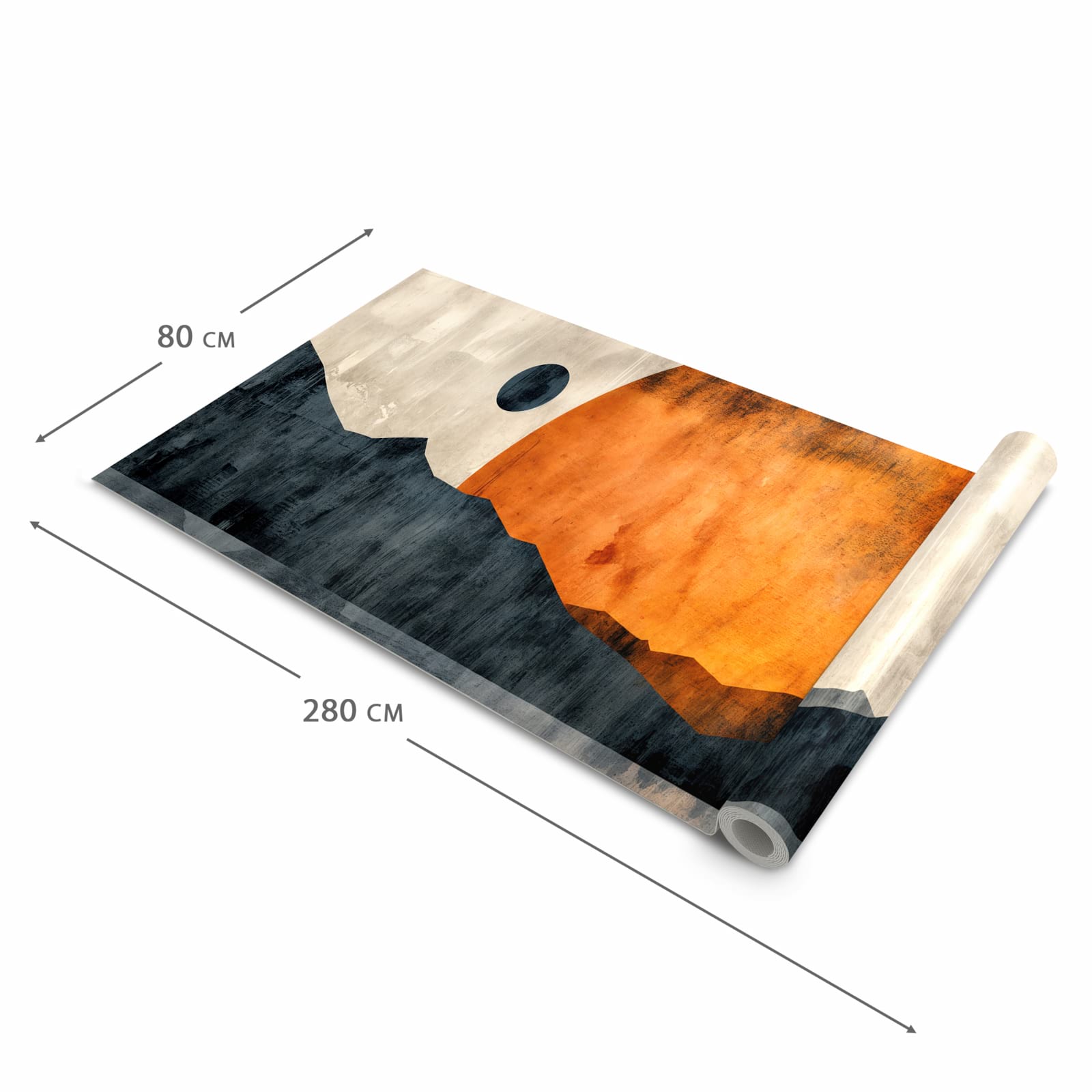 Geruchsneutraler waschbarer Küchenteppich mit Motiv Sonnenuntergang Kunst in der Grösse 60x240 cm