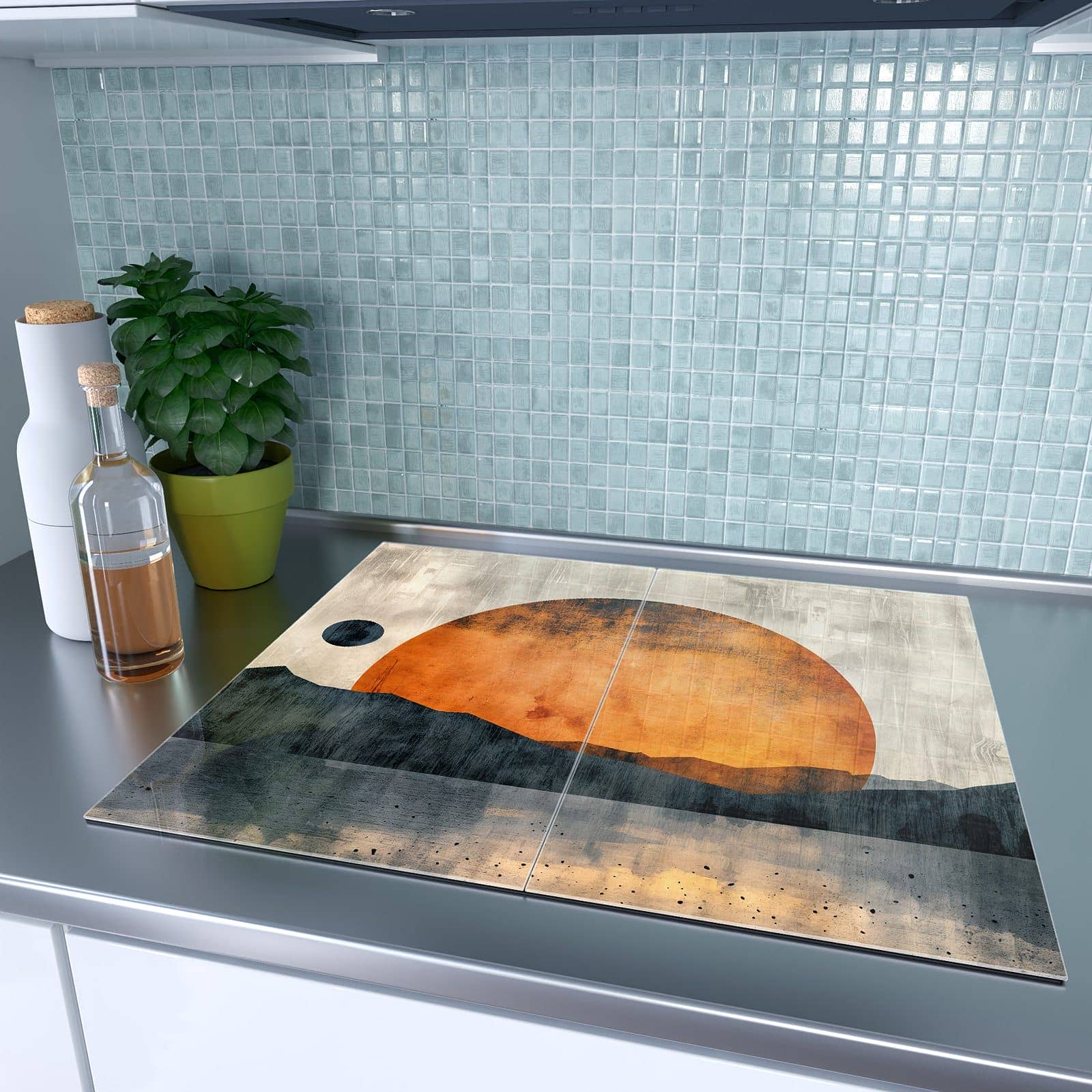 2-teilige Glasplatte für Herd mit Sonnenuntergang Kunst-Motiv auf dem Ceranfeld