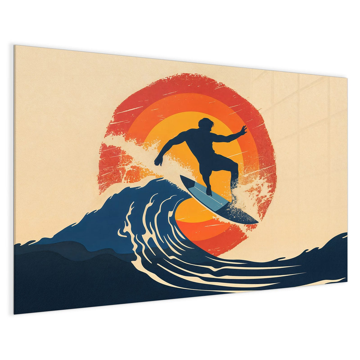 4 mm Glas statt lackiertem Blech – Magnettafel - Surfer vor Retrosonne