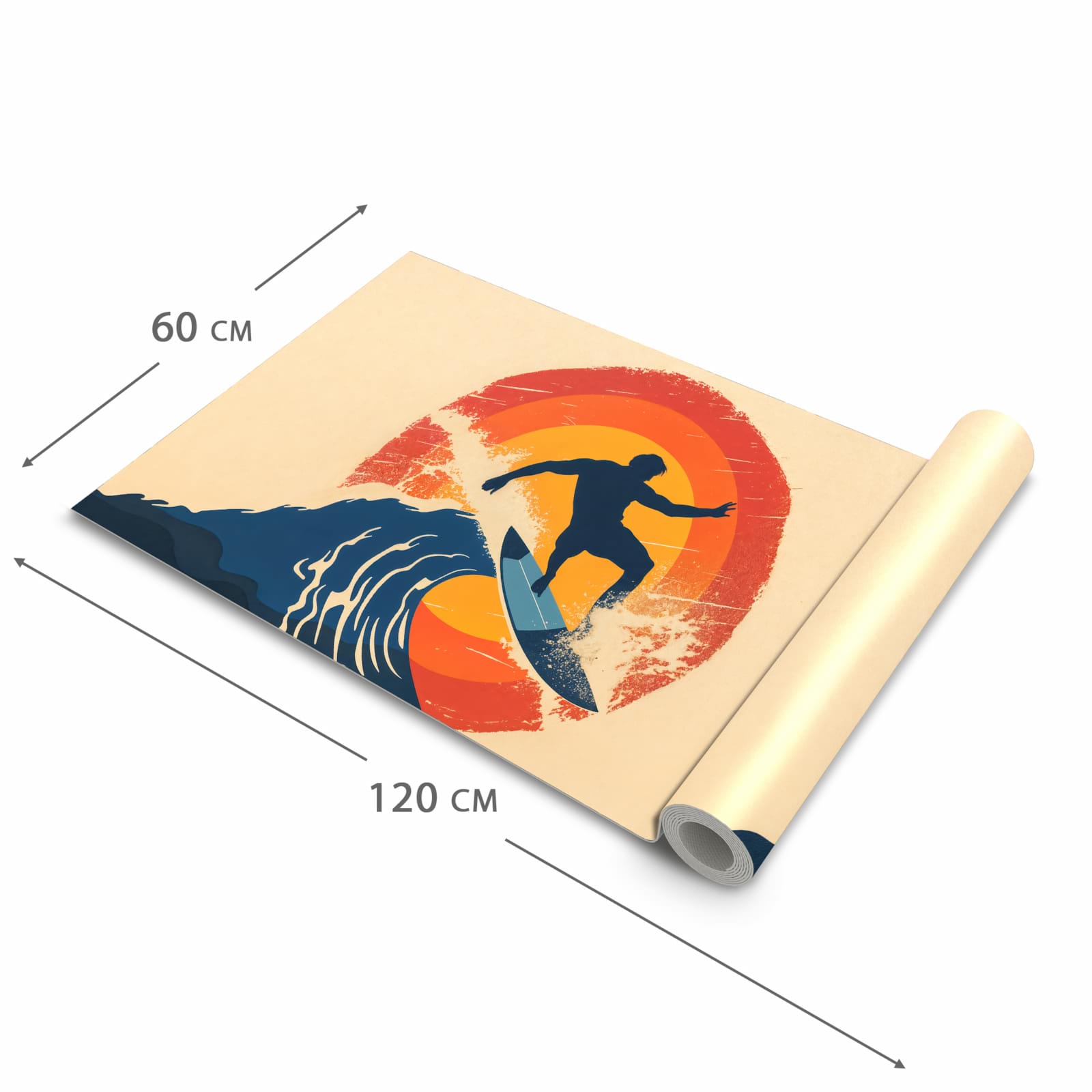 Schmutzabweisender Küchenteppich mit Motiv Surferwelle in der Grösse 60x120 cm