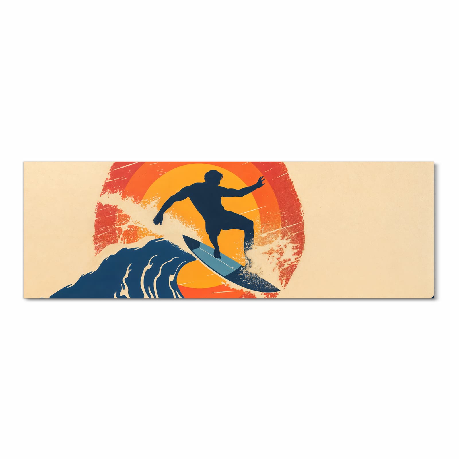 Pflegeleichter Küchenvorleger mit Motiv Surferwelle in Frontansicht