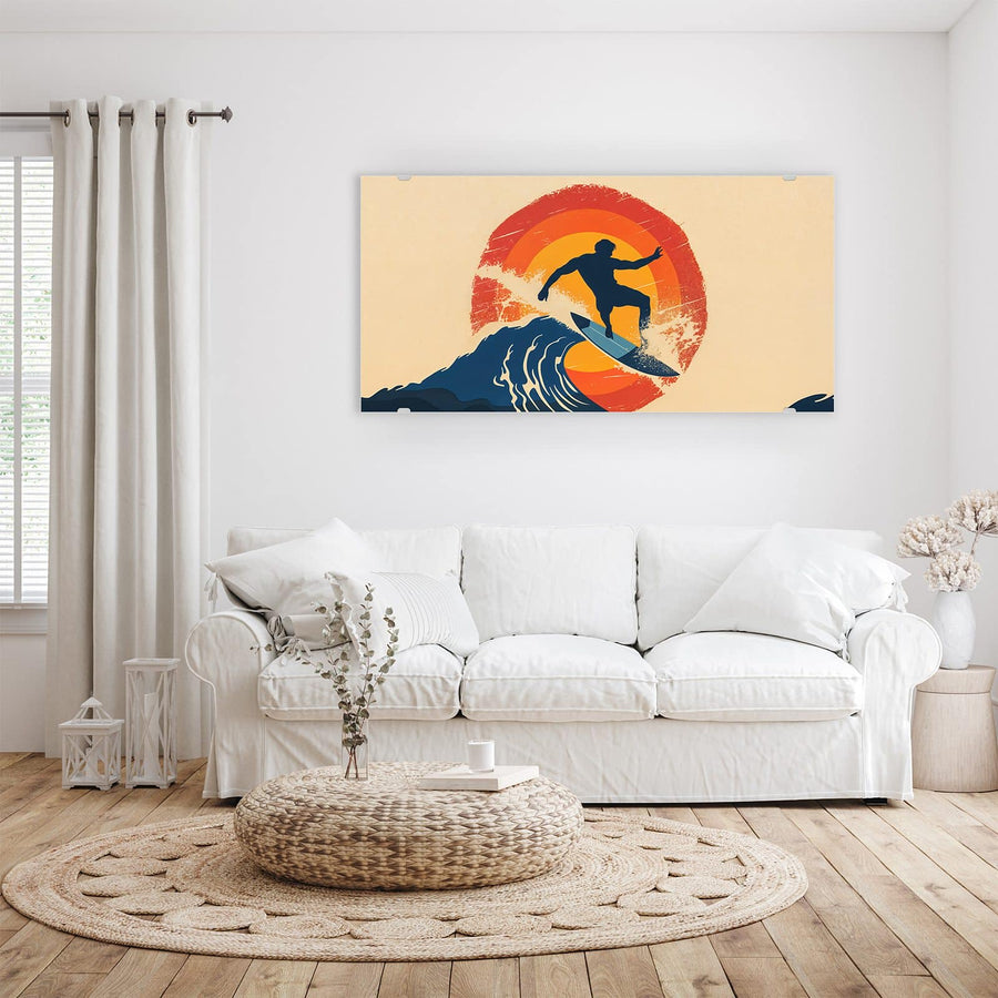 Maße Wandbild - Surfer vor Retrosonne - Querformat