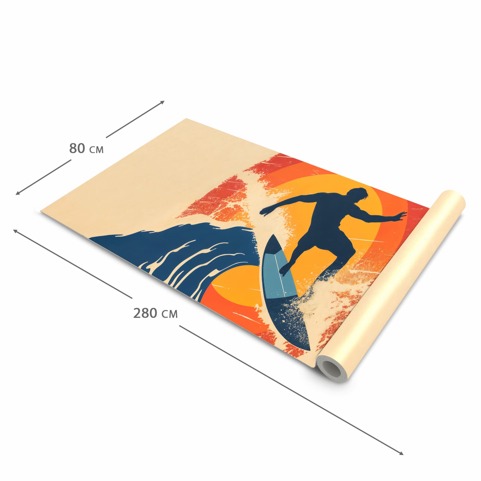 Hygienischer rutschfester Küchenläufer mit Motiv Surferwelle in der Grösse 60x120 cm