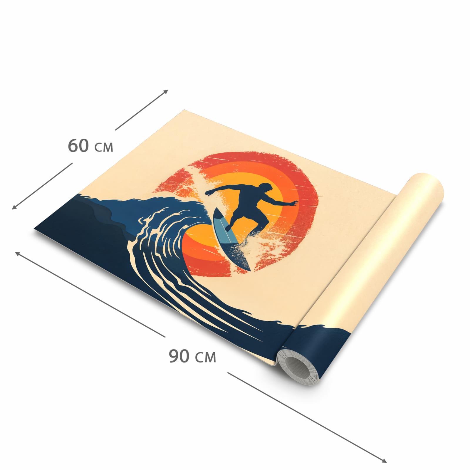 Rutschhemmender Küchenläufer mit Motiv Surferwelle in der Grösse 60x120 cm